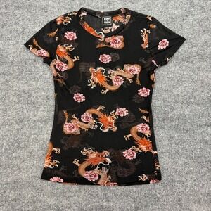 Riot‎ Queen Shirt Womens M Dragon Mesh Top Y2K Gothic Whimsigoth Fairy Grunge